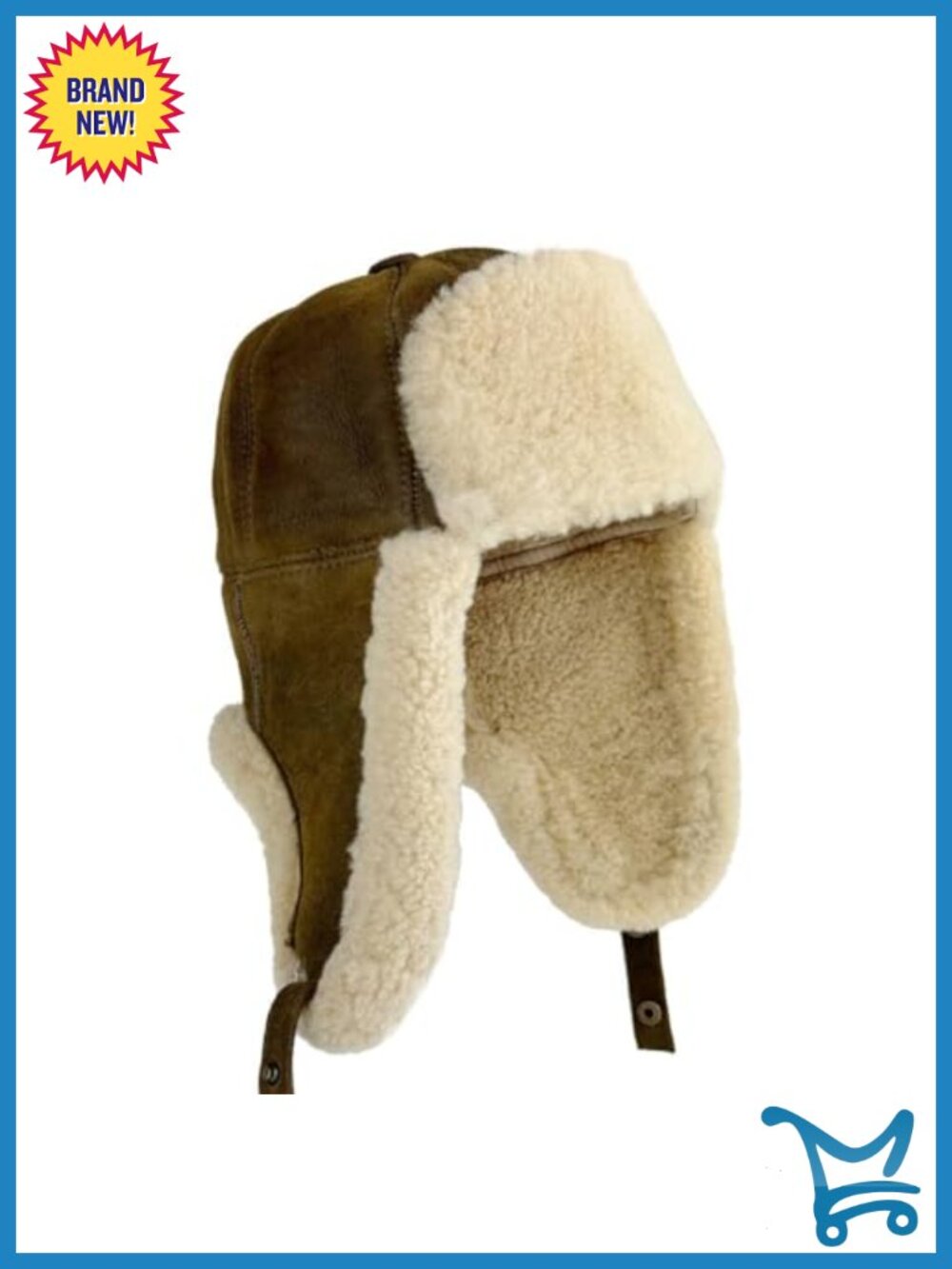 Handmade Sheepskin Leather Trapper Hat with Fur Lined Ear Flaps